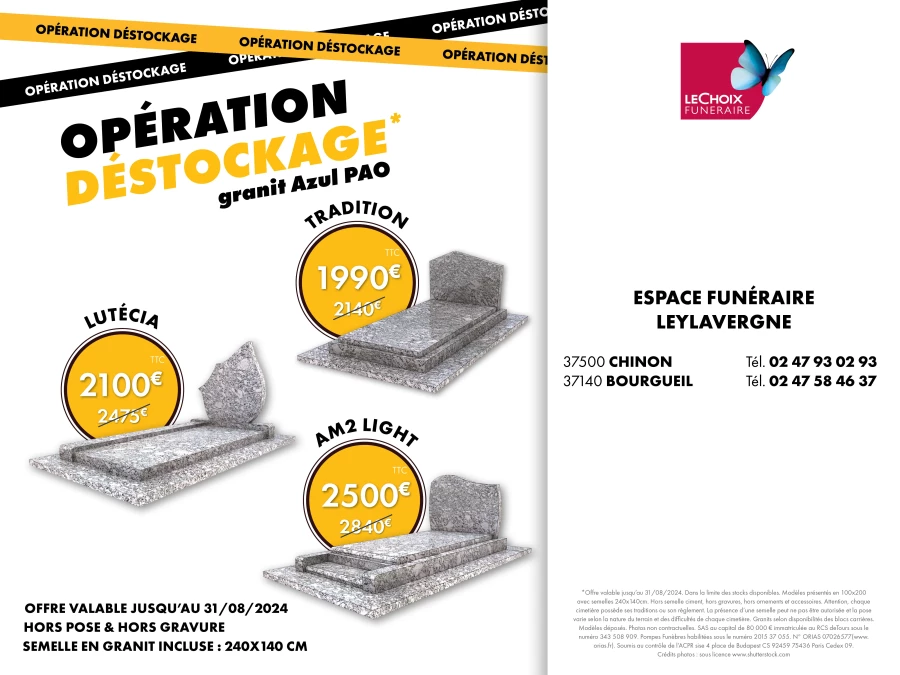 Pompes Funèbres Leylavergne - Offre déstockage